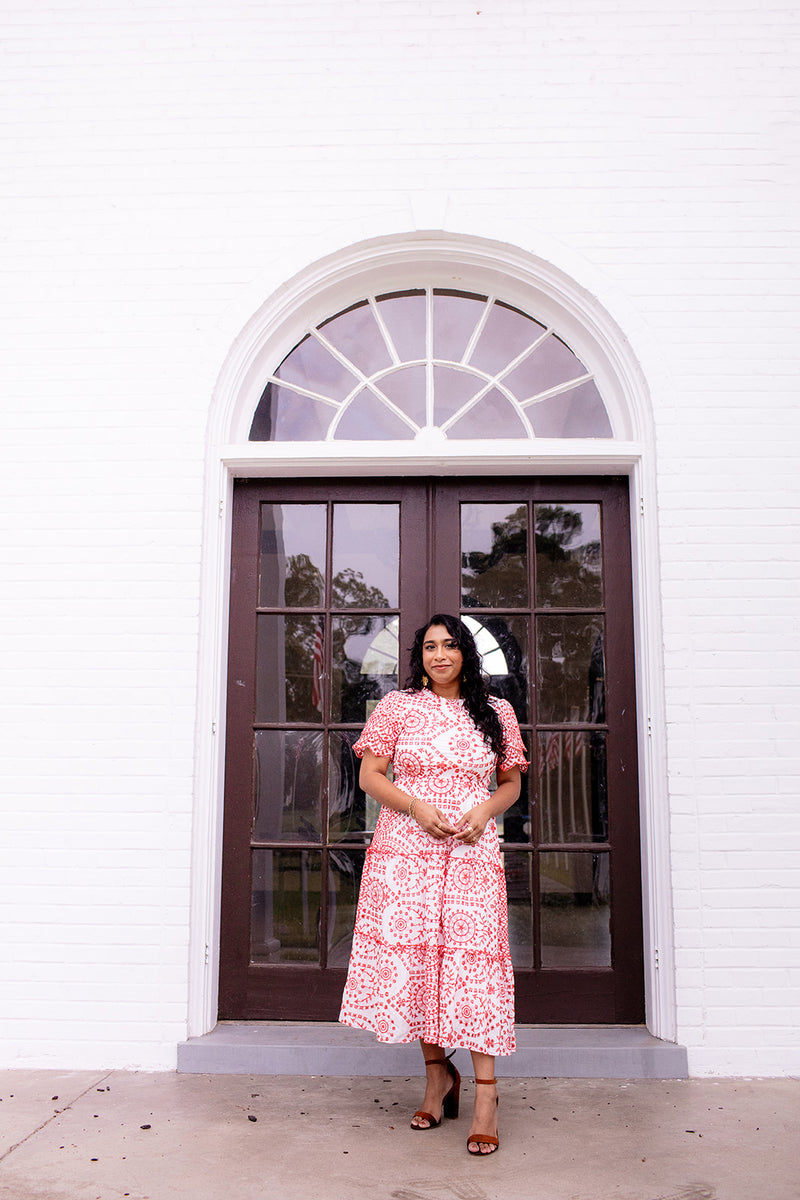 Delfina Dress in Crimson