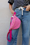 Ellie Checkered Belt Bag In Pink