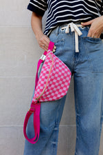 Ellie Checkered Belt Bag In Pink