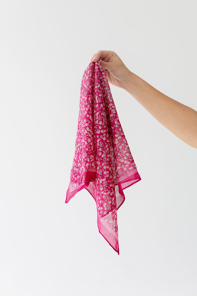 Boho Floral Bandana in Magenta