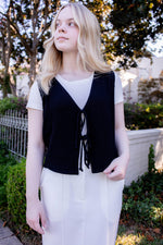 Delilah Linen Vest in Black