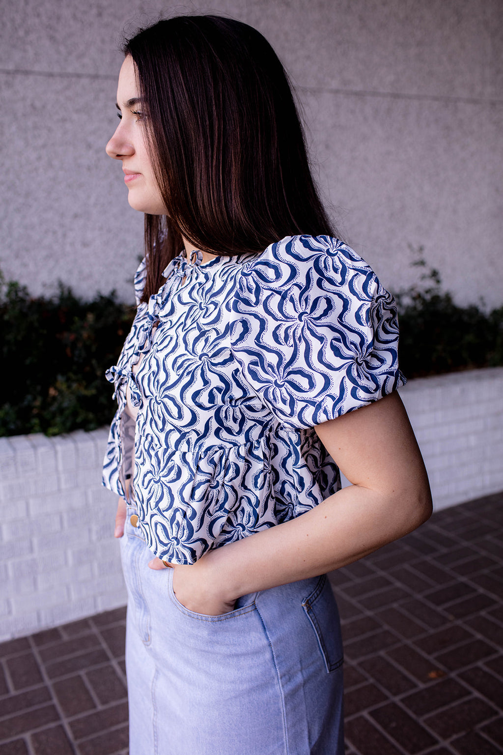 Eliza Peplum in Navy Floral