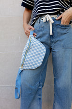 Ellie Checkered Belt Bag In Blue