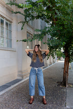 Fashionable barrel-leg jeans perfect for everyday wear