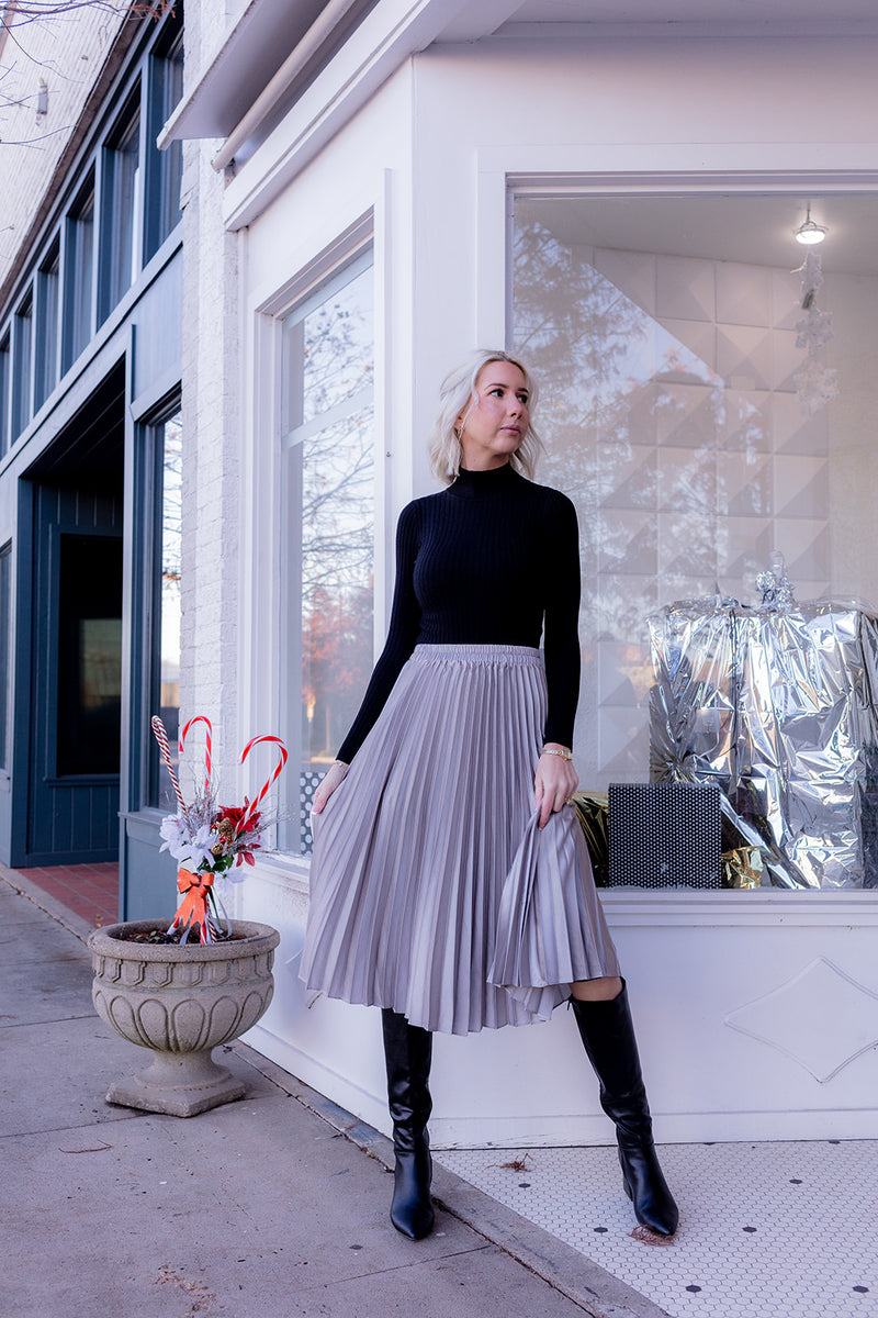 Luella Pleated Skirt in Siver