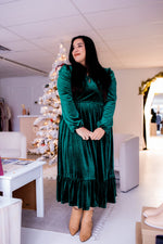 Tessa Velvet Dress in Green