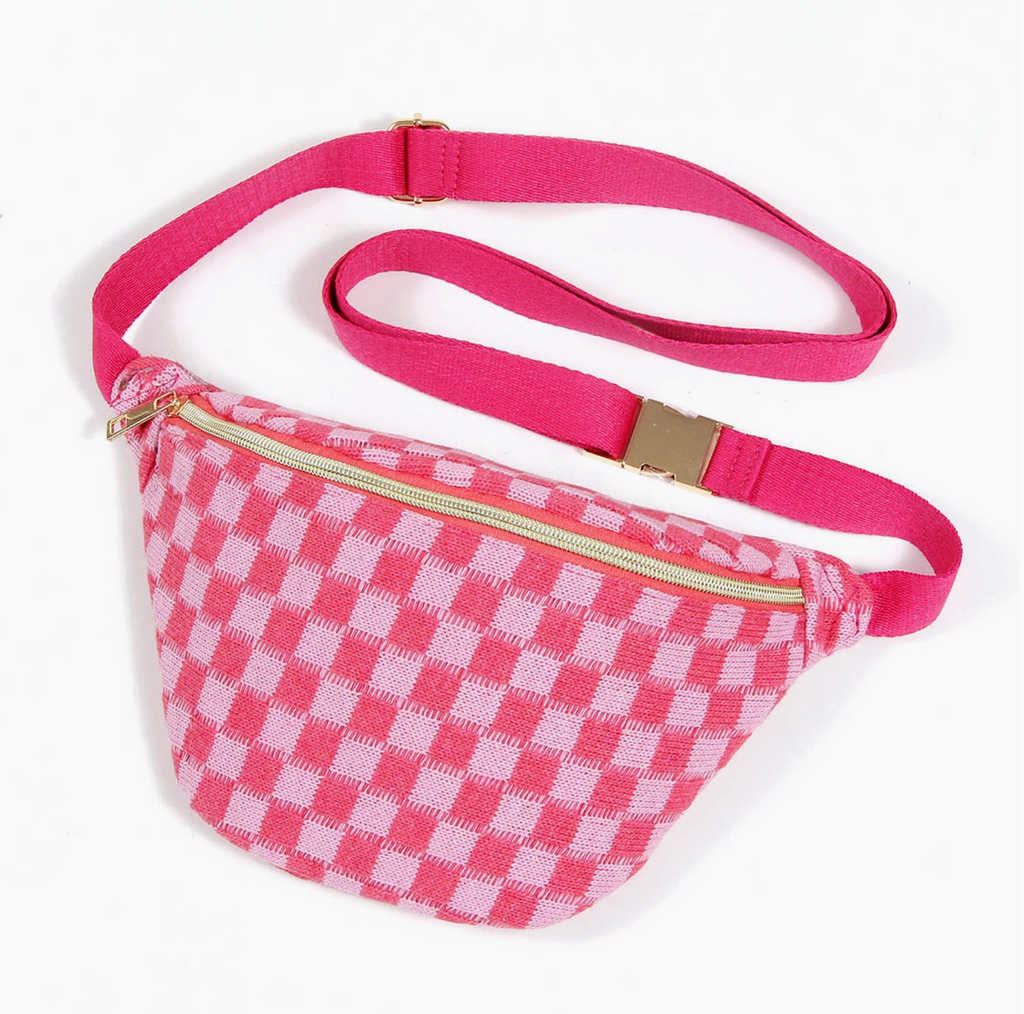 Ellie Checkered Belt Bag In Pink