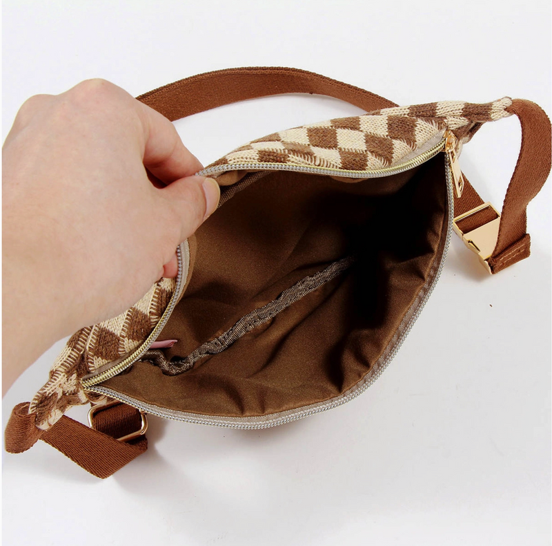 Ellie Checkered Belt Bag In Black