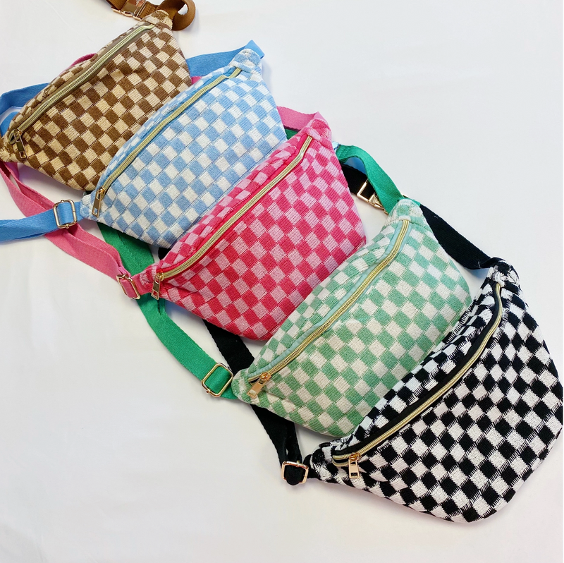 Ellie Checkered Belt Bag In Black