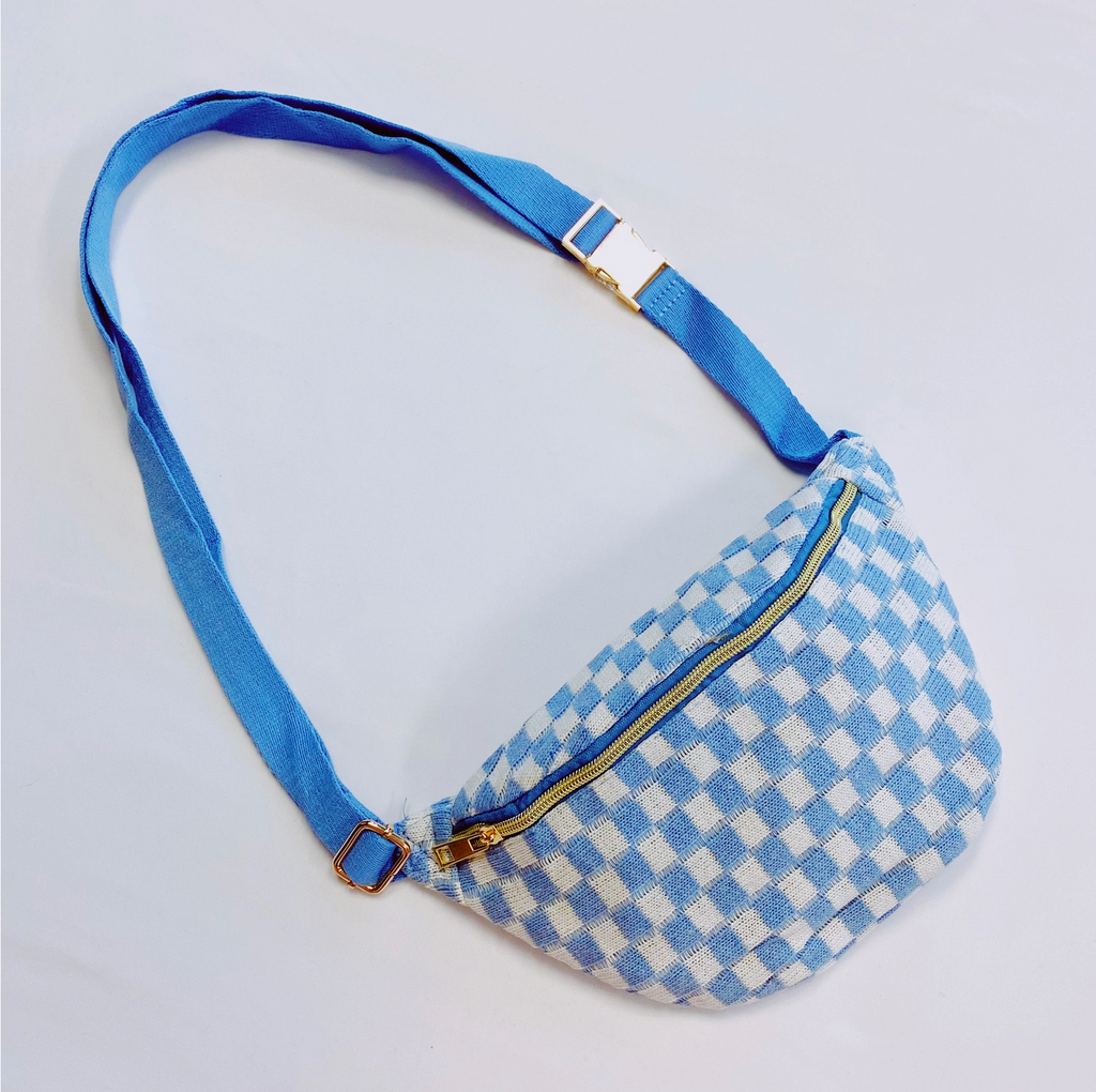 Ellie Checkered Belt Bag In Blue