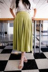 Diana Pleat Skirt in Light Olive