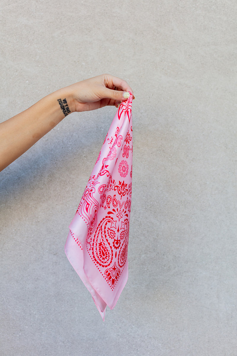 Paisley Pink Silk Bandana