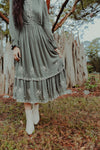 Alexandria Embroidered Dress in Faded Olive