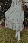 Alexandria Embroidered Dress in Dusty Taupe