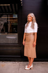 Ophelia Belted Skirt in Nude