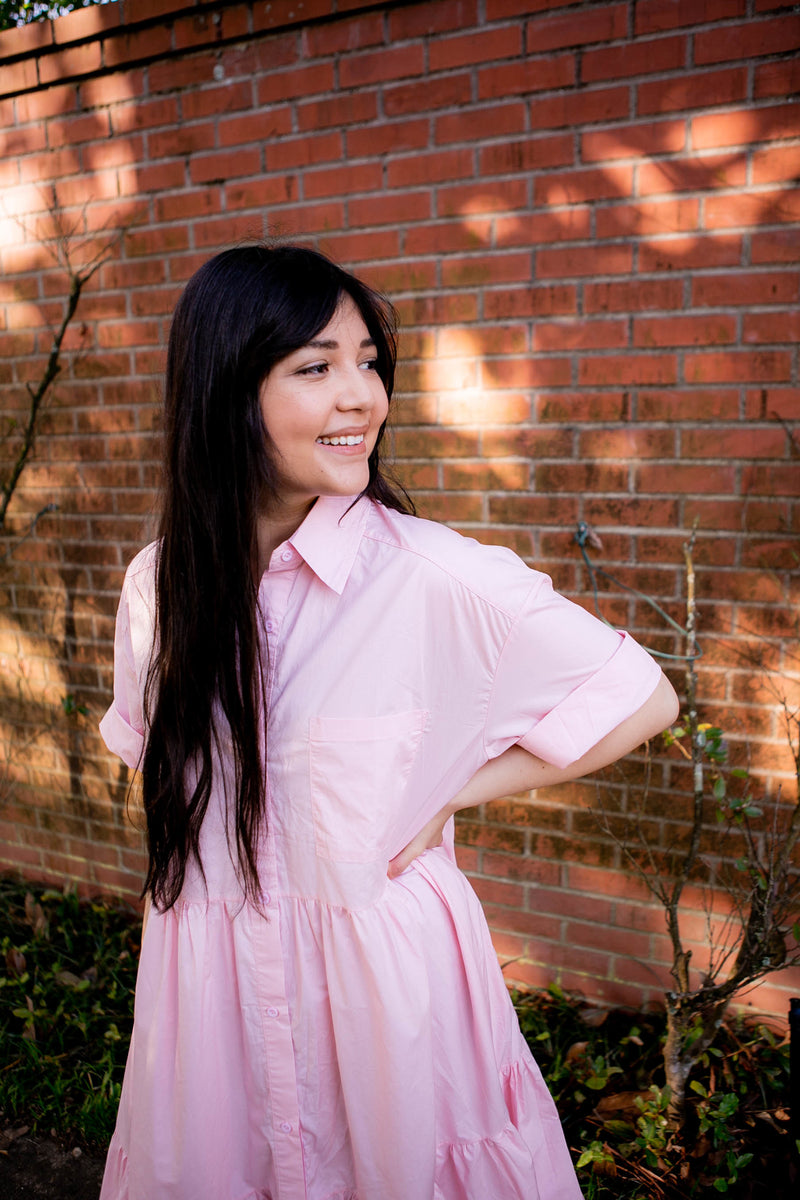 Ginny Shirt Dress in Pink